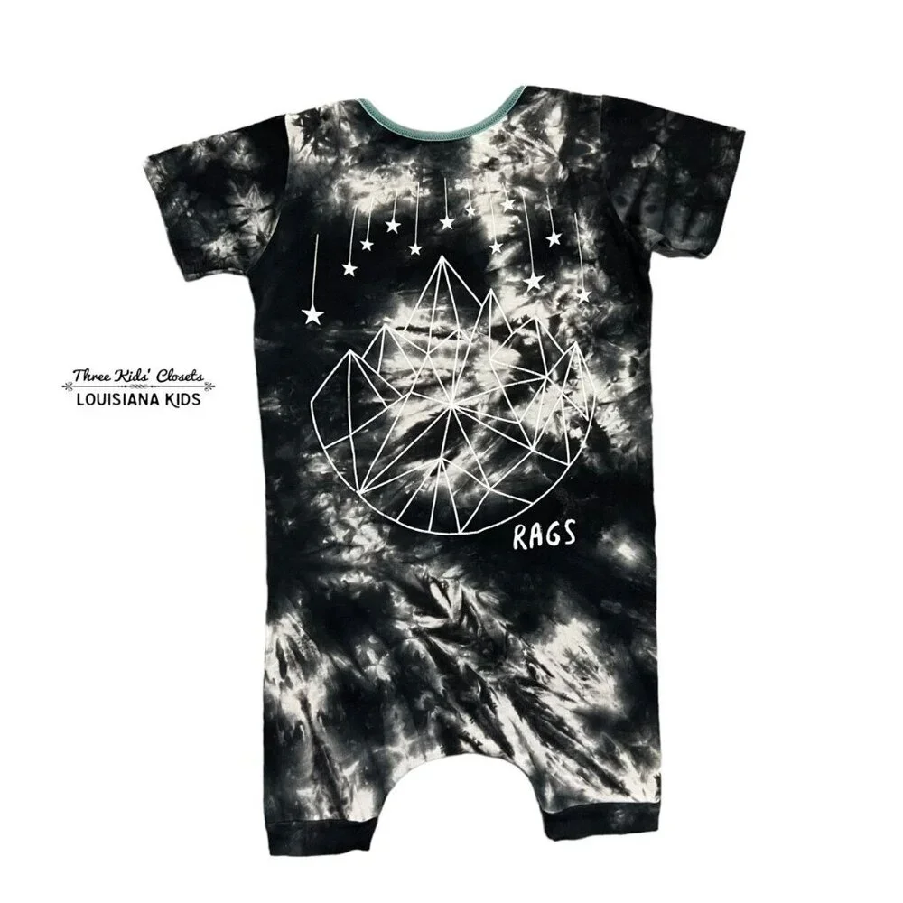 Rags 3/4T Tie Dye Geostar Shortie Romper